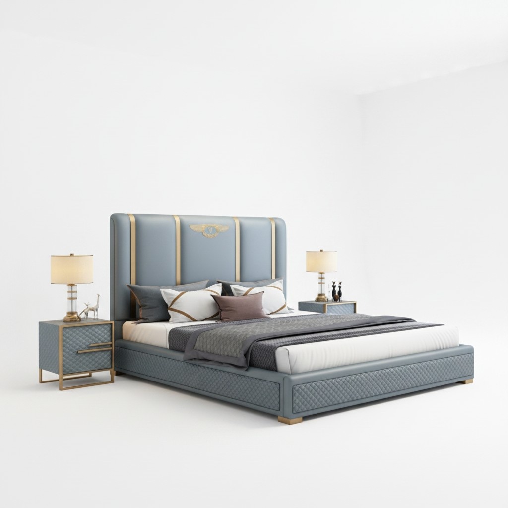 Doppelbett Bett Luxus Holz Bettgestelle Bettrahmen Möbel Design Modern