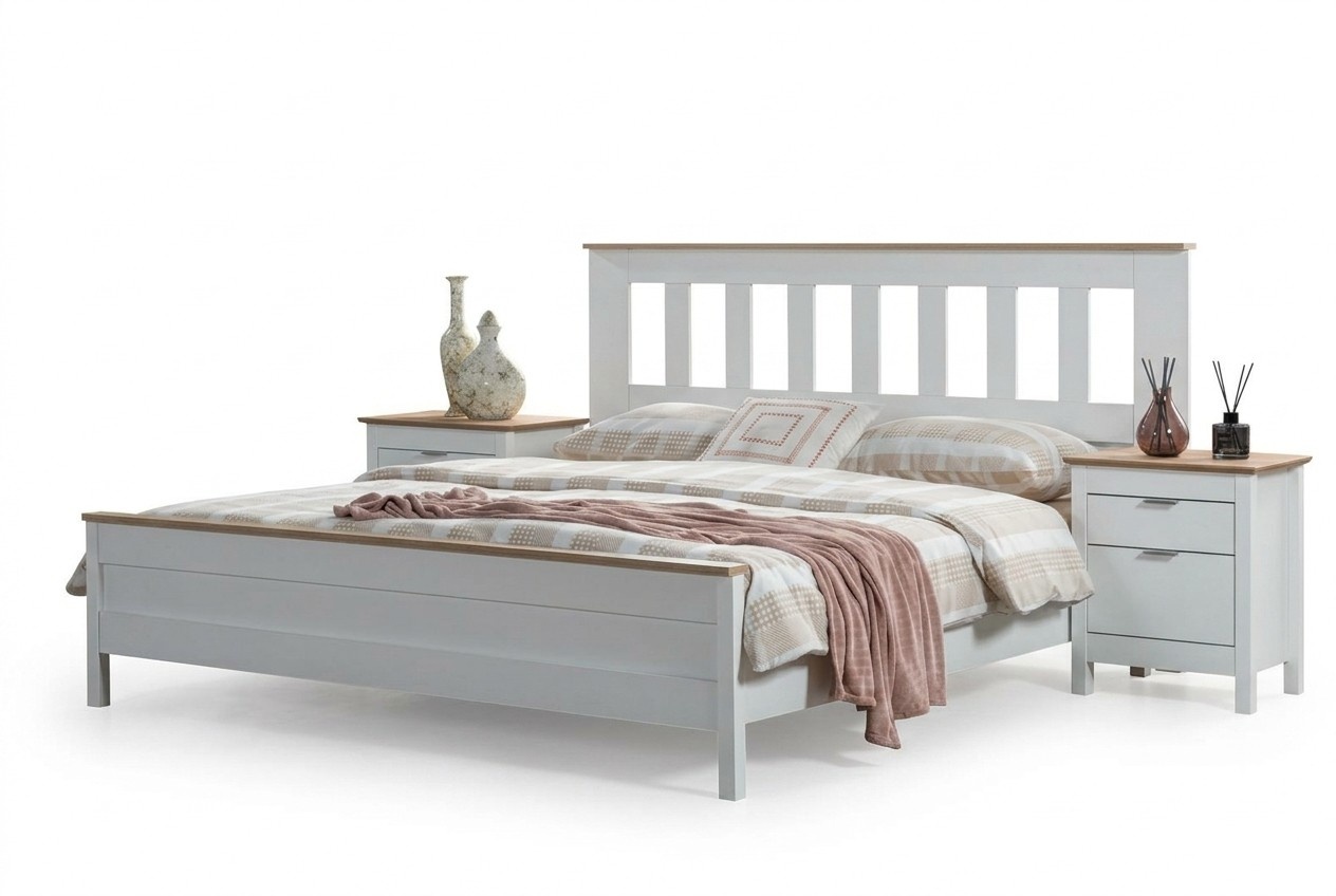 Doppelbett Bett Schlafzimmer 160Ñm Matratze WeiÃ moderner Stil Holz