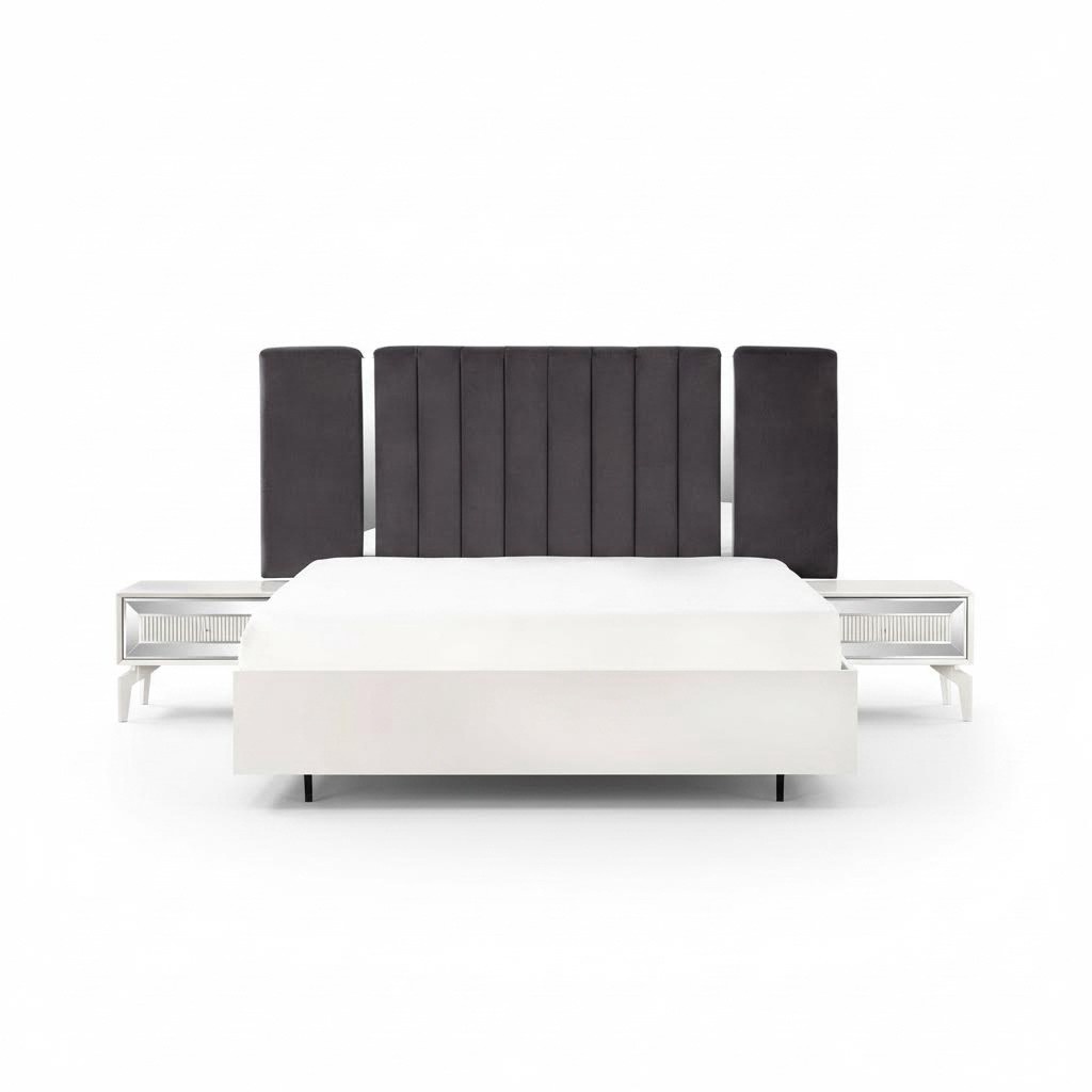 Doppelbett Granitur Schlafzimmer WeiÃ Bettrahmen Set 3tlg Nachttische