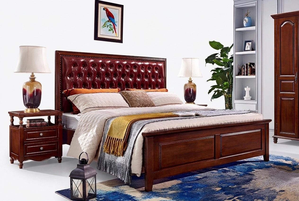 Doppelbett Schlafzimmer Holz Polster Bettrahmen MÃ¶bel Design Barock