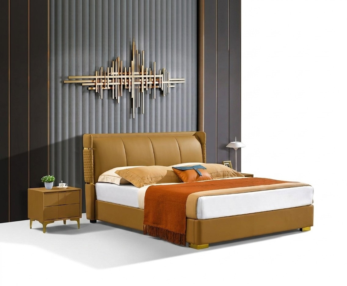Doppelbett Orange MÃ¶bel Betten Schlafzimmer Doppel Bett Beige Hotel