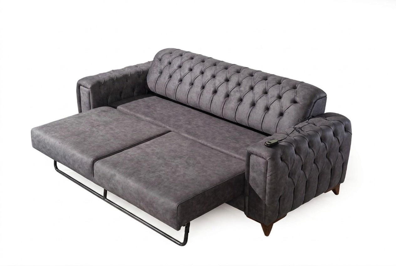 Dreisitzer Sofa 3 Sitzer Sofas Sessel Stoff Couch MÃ¶bel Textil Farbe Grau