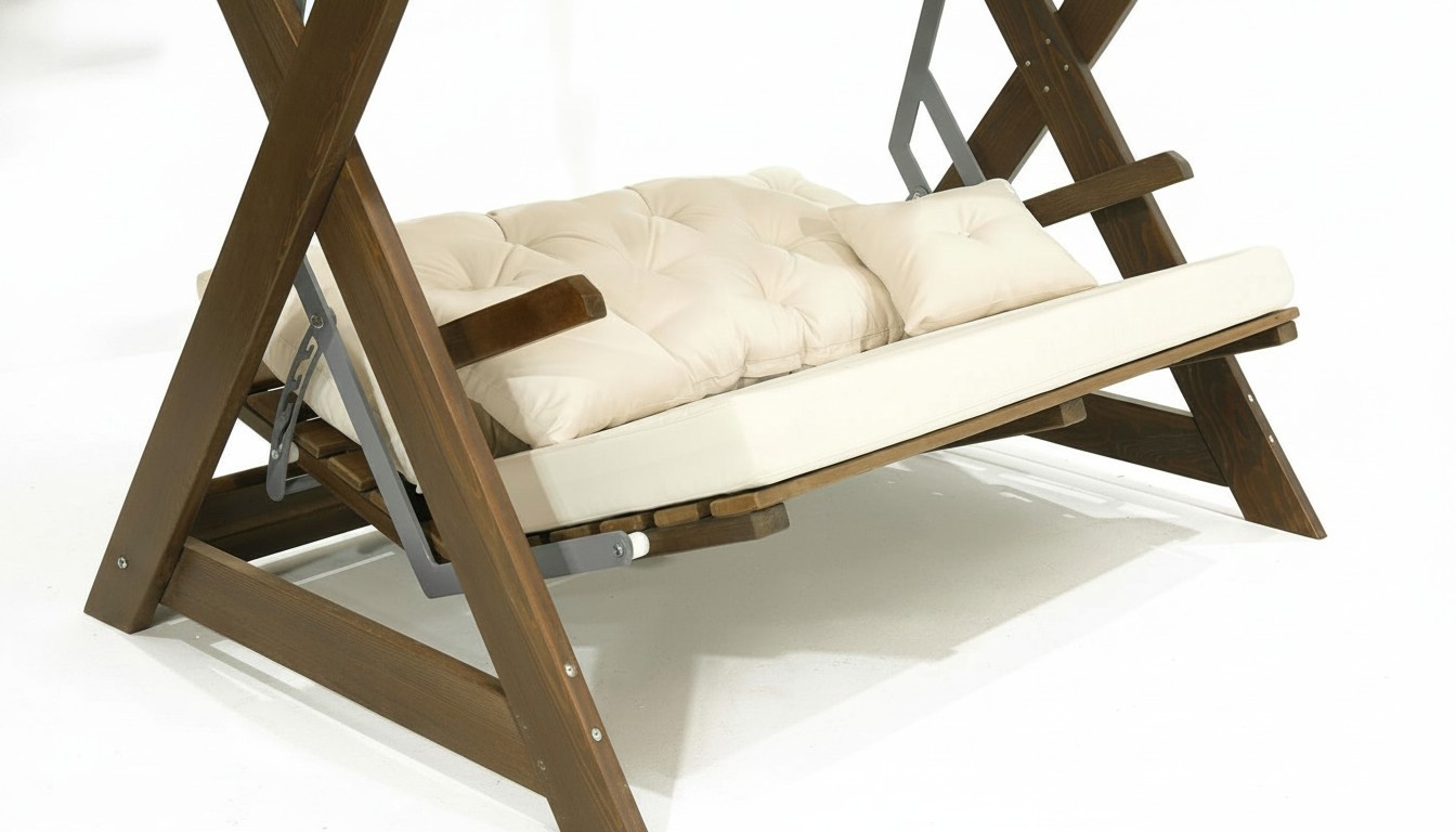 Dunkelbraune Gartenschaukel LuxuriÃ¶se Outdoor Polster Moderne Holz MÃ¶bel