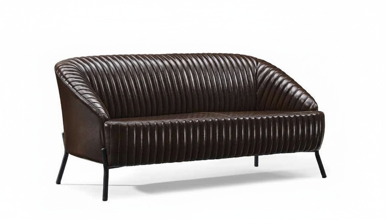 Dunkelbraunes Ledersofa LuxuriÃ¶se Wohnzimmer Polstercouch 2-Sitzer Neu