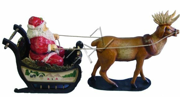 Design Komplett Nikolaus Reh Schlitten Statue Skulptur Figuren