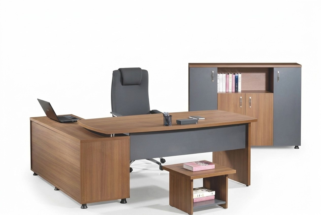 EckbÃ¼rotisch ArbeitszimmermÃ¶bel KomplettbÃ¼ro BÃ¼ro 3tlg Holz Braun Set