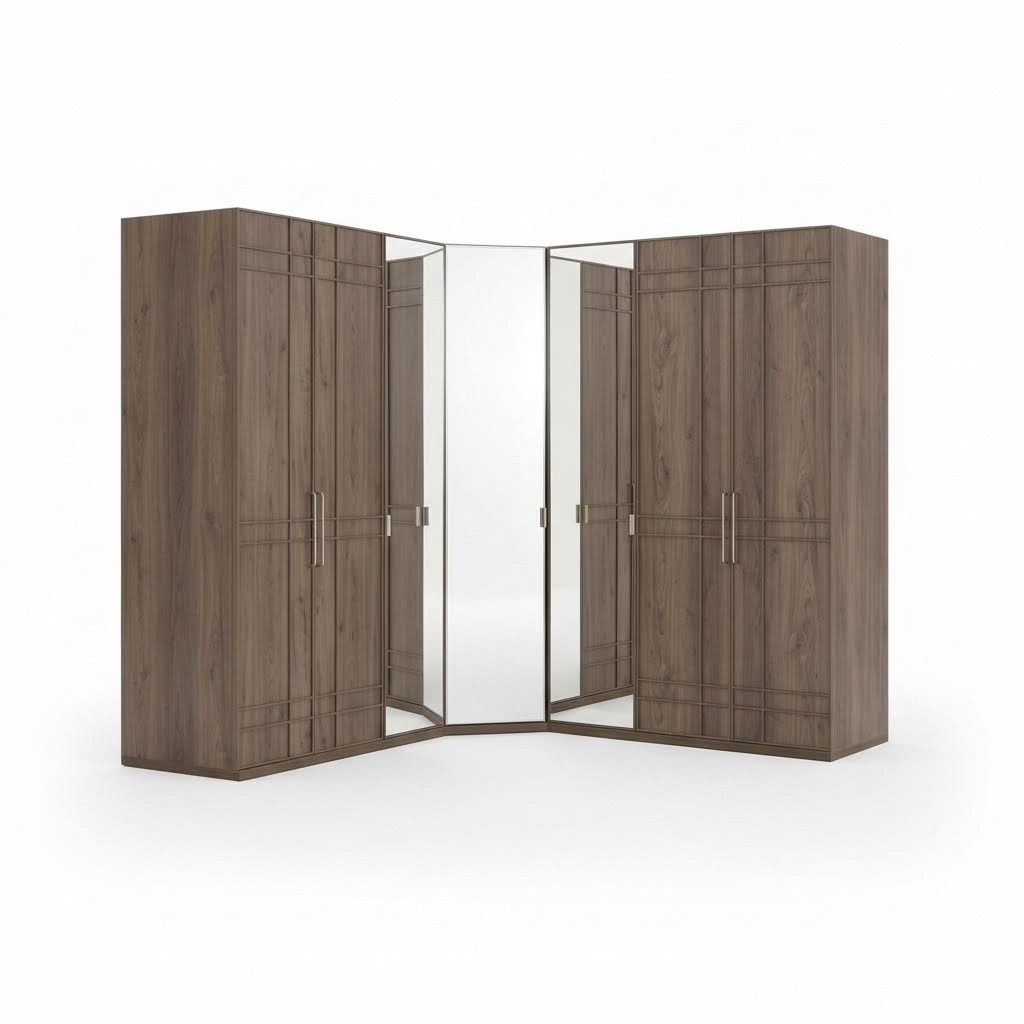 Eckschrank Kleiderschrank Schrank Braun Holz Spiegel 7 TÃ¼ren GroÃ