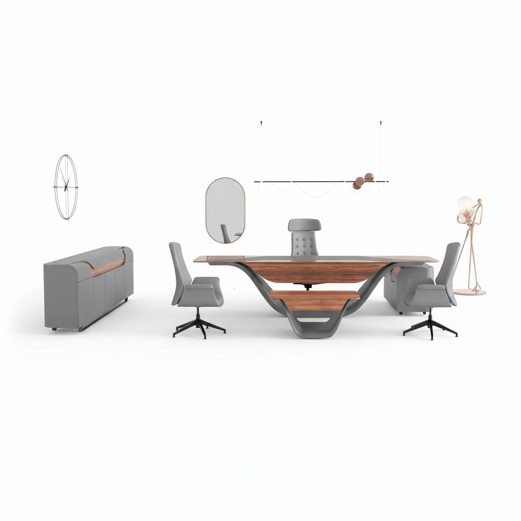 Eckschreibtisch Sideboard Couchtisch BÃ¼romÃ¶bel Arbeitszimmer Set Grau