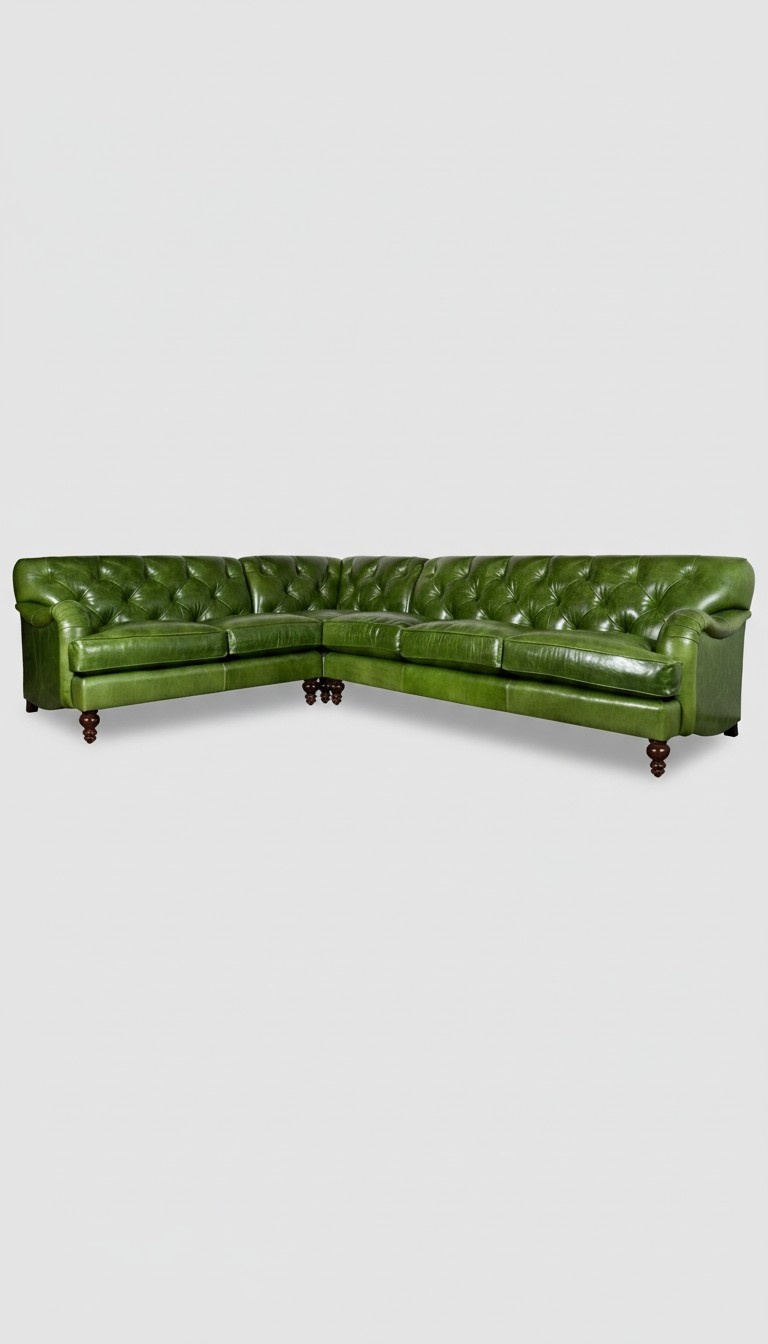 Ecksofa Ledersofa GrÃ¼n Polster Eck Couch Garnitur Sitz Design