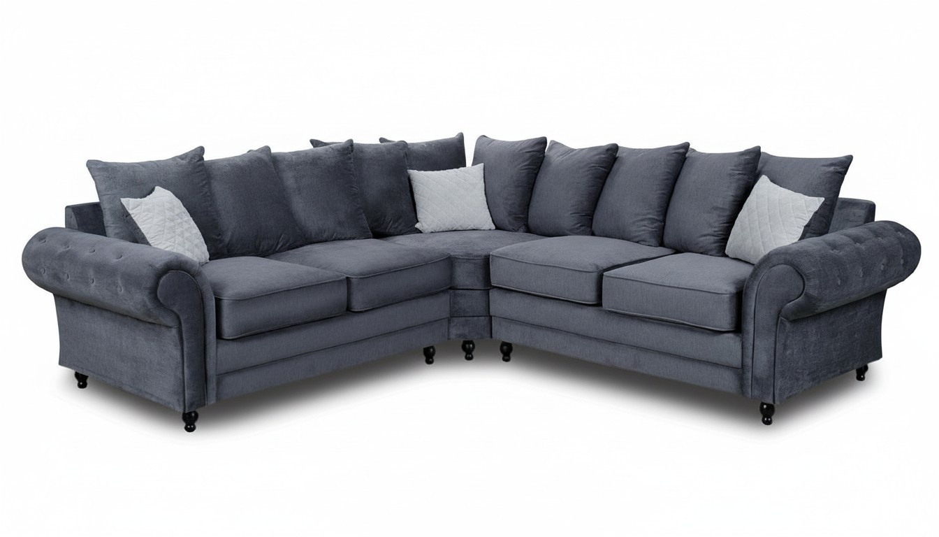 Ecksofa Sofa Stil Grau Sofa Polster Stoff Textil MÃ¶bel L-Form Couchen