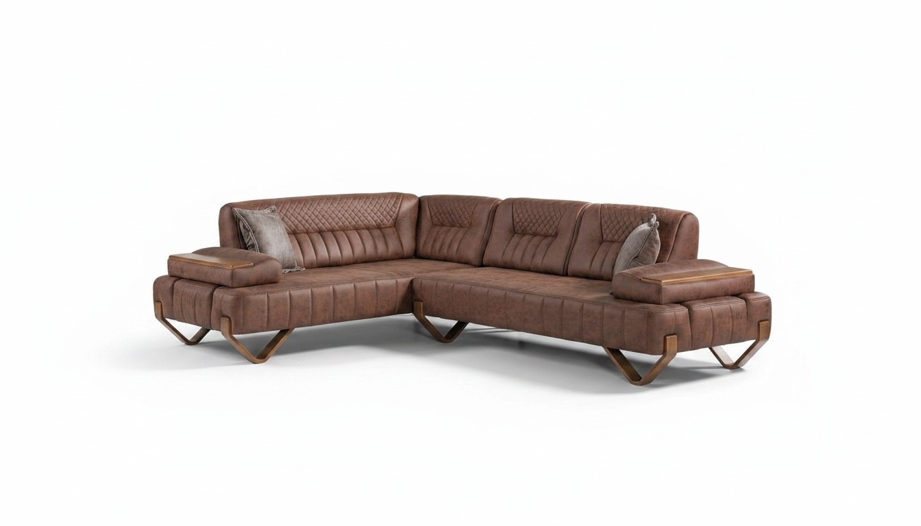 Ecksofa Wohnlandschaft Farbe Braun L-Form Sofa Neu Wohnzimmer Ecksofa