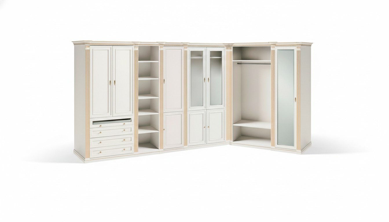 Edler WeiÃer Kleiderschrank Schlafzimmer SchrÃ¤nke Stilvolle Holz MÃ¶bel