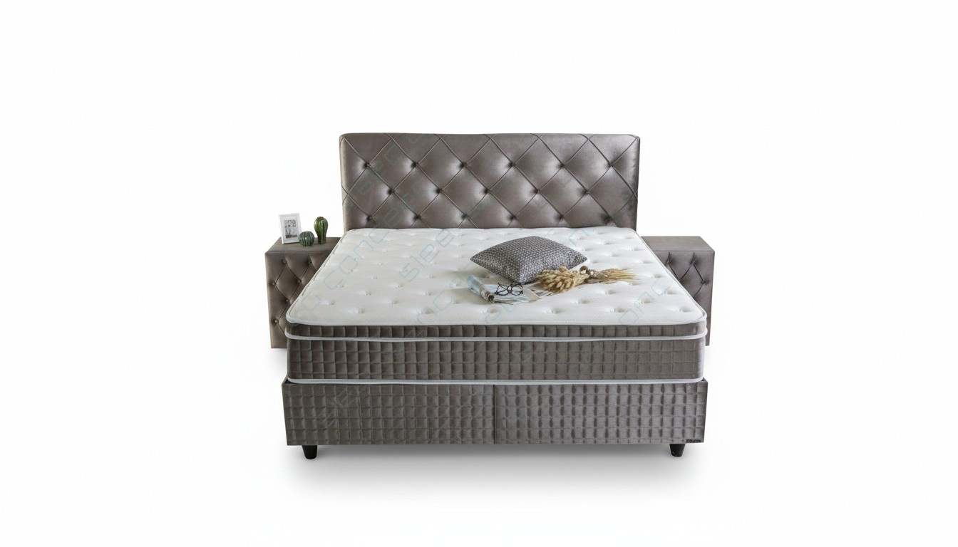 Edles Bett 3-teiliges Set Nachttisch MÃ¶bel Luxusmatratze Schlafzimmer Neu