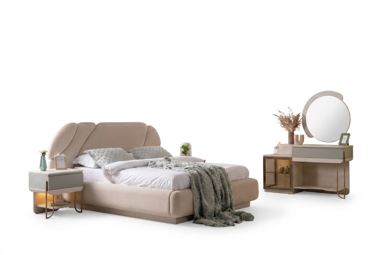 Ein Schlafzimmer-Set, das eine gemÃ¼tliche AtmosphÃ¤re schafft