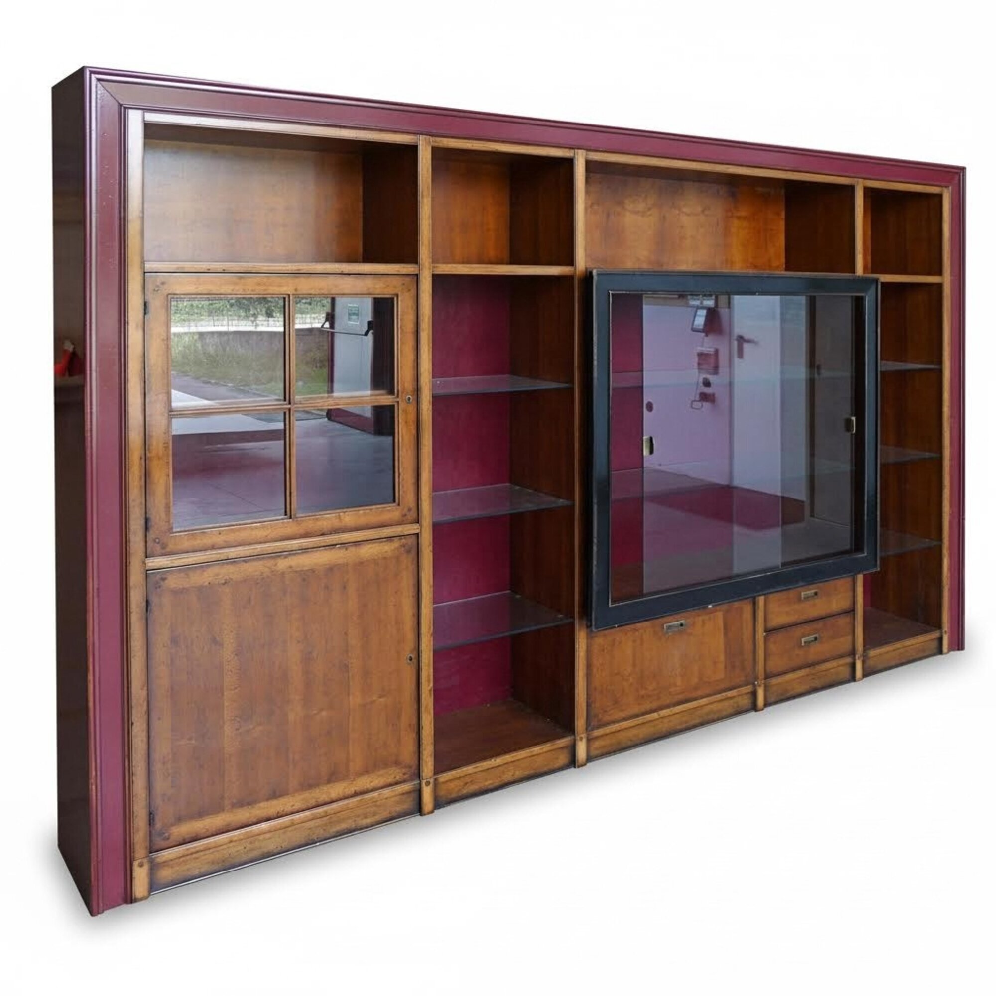 Einbau Schrank Regal Vitrine xxl SchrÃ¤nke Wohnwand Glasschrank Anbau Wand Holz