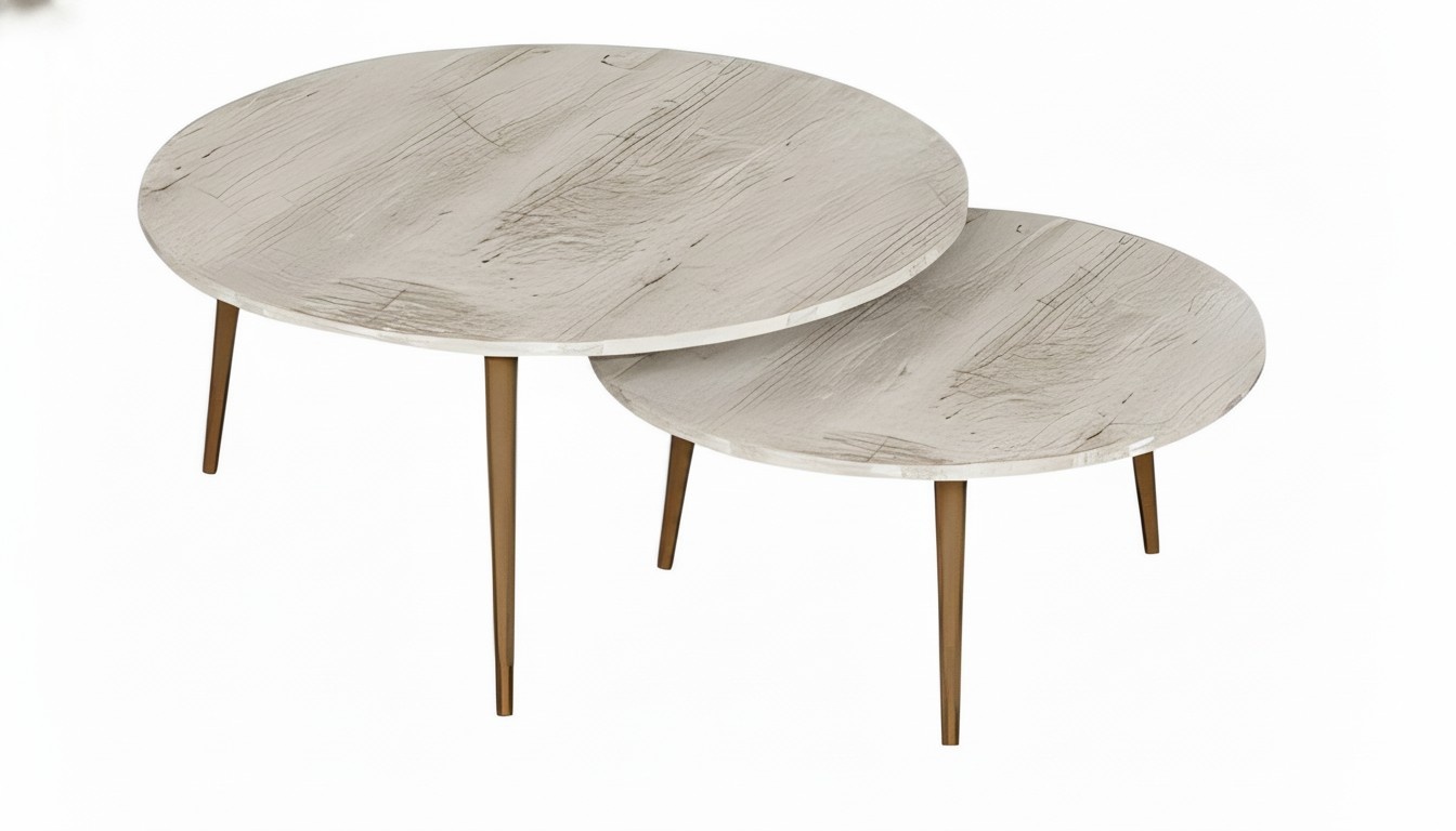 Elegante graue Holz-Beistelltische im modernen Stil, vielseitiges Set