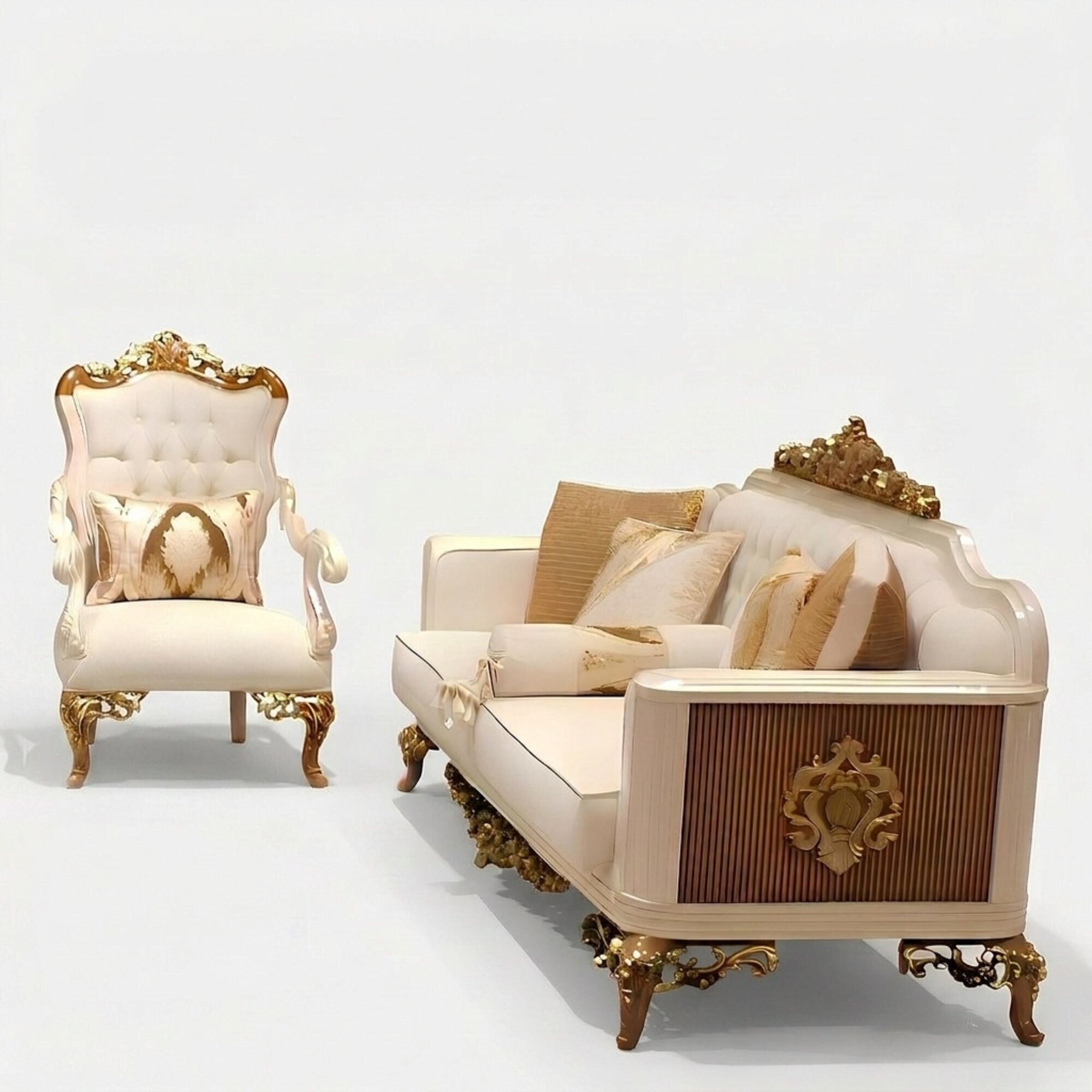 Elegante Wohnzimmer MÃ¶belset luxuriÃ¶sen Sofa bequemen Sessel Set mit 2