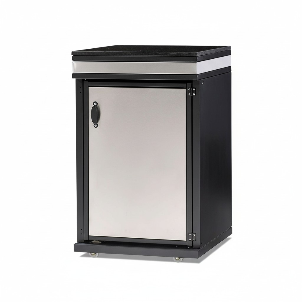 Elegantes AuÃenkÃ¼chenmodul aus Edelstahl in Silber