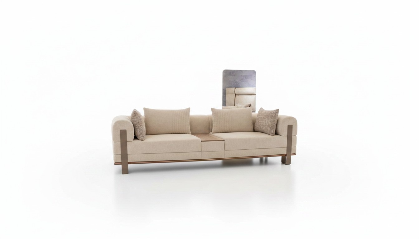 Elegantes Beiges Stoffsofa fÃ¼r Wohnzimmer im modernen Stil