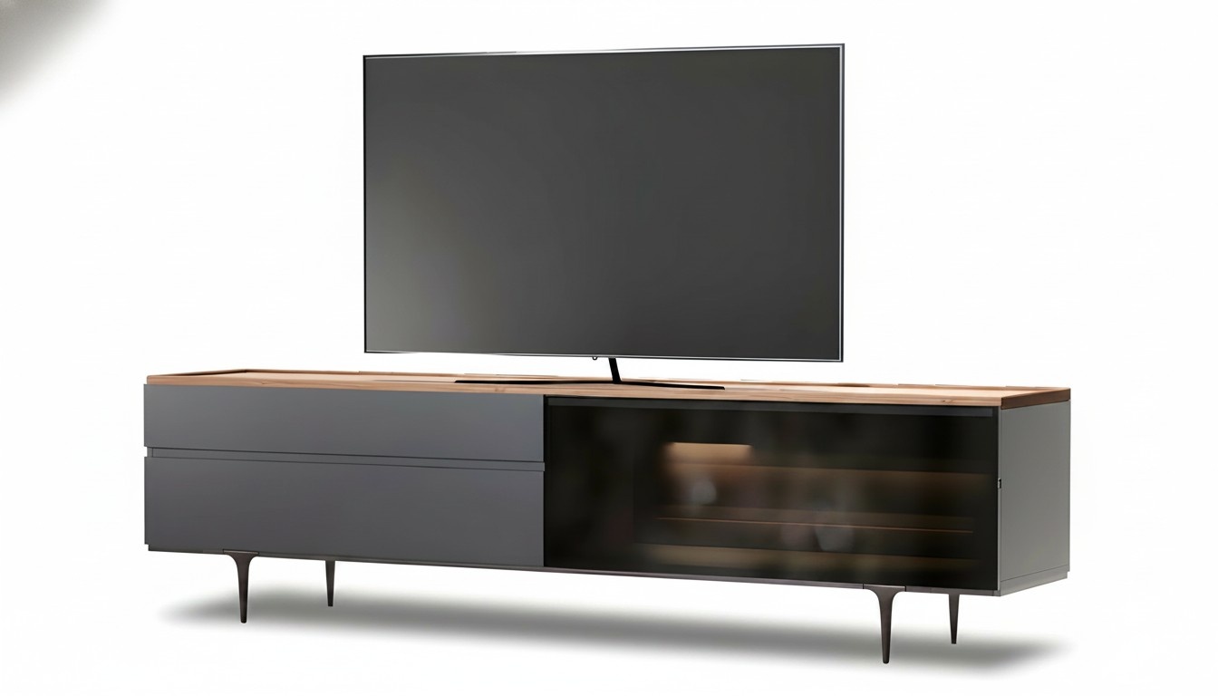 Elegantes braunes Holz Lowboard fÃ¼r Fernseher und Multimedia