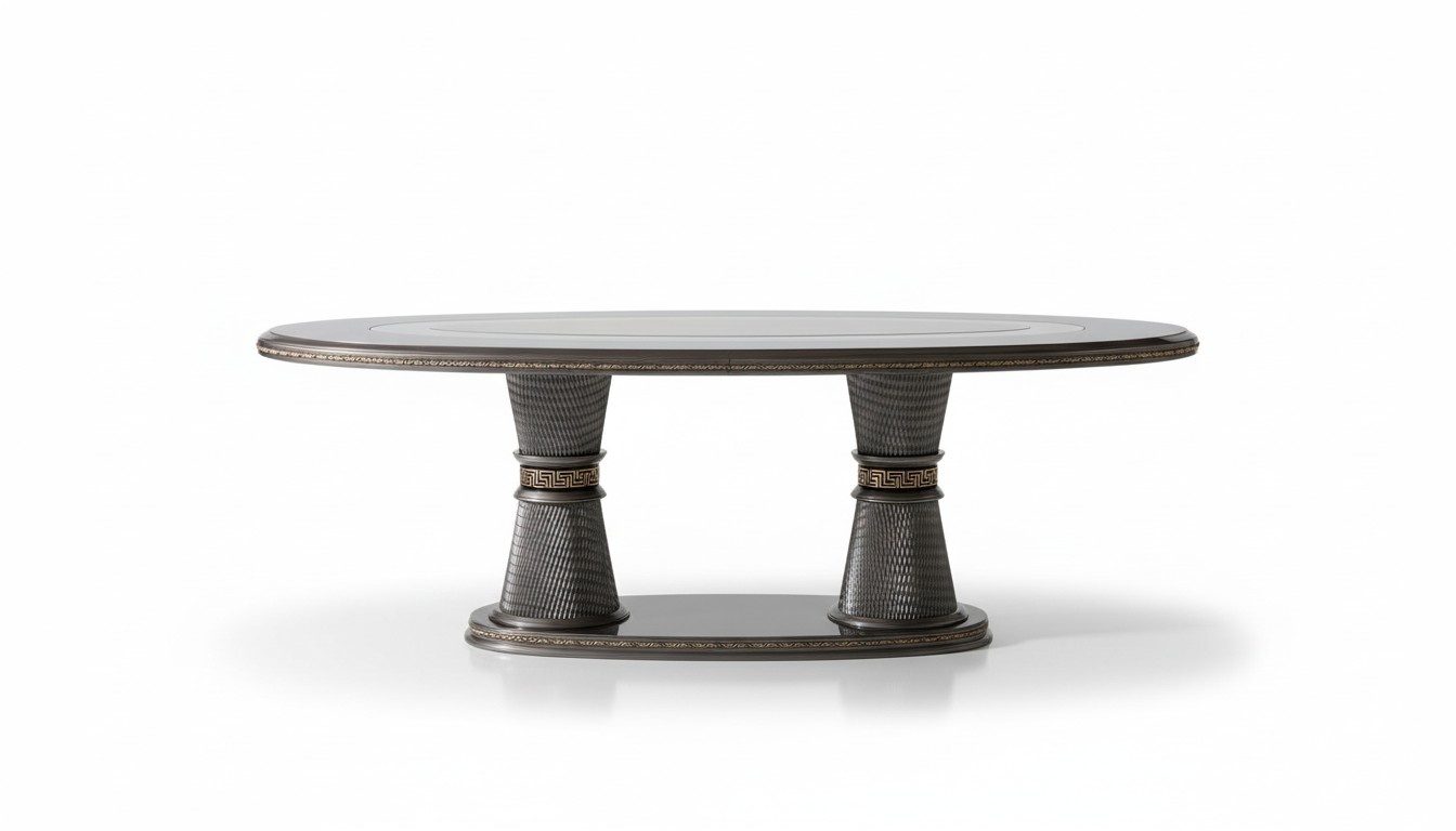 Elegantes Esstisch-Set aus Holz mit silbernem Finish fÃ¼r modernes