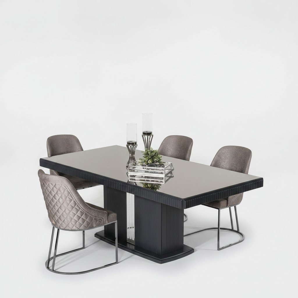 Elegantes Graues Esszimmer Set aus Holz mit modernen StÃ¼hlen