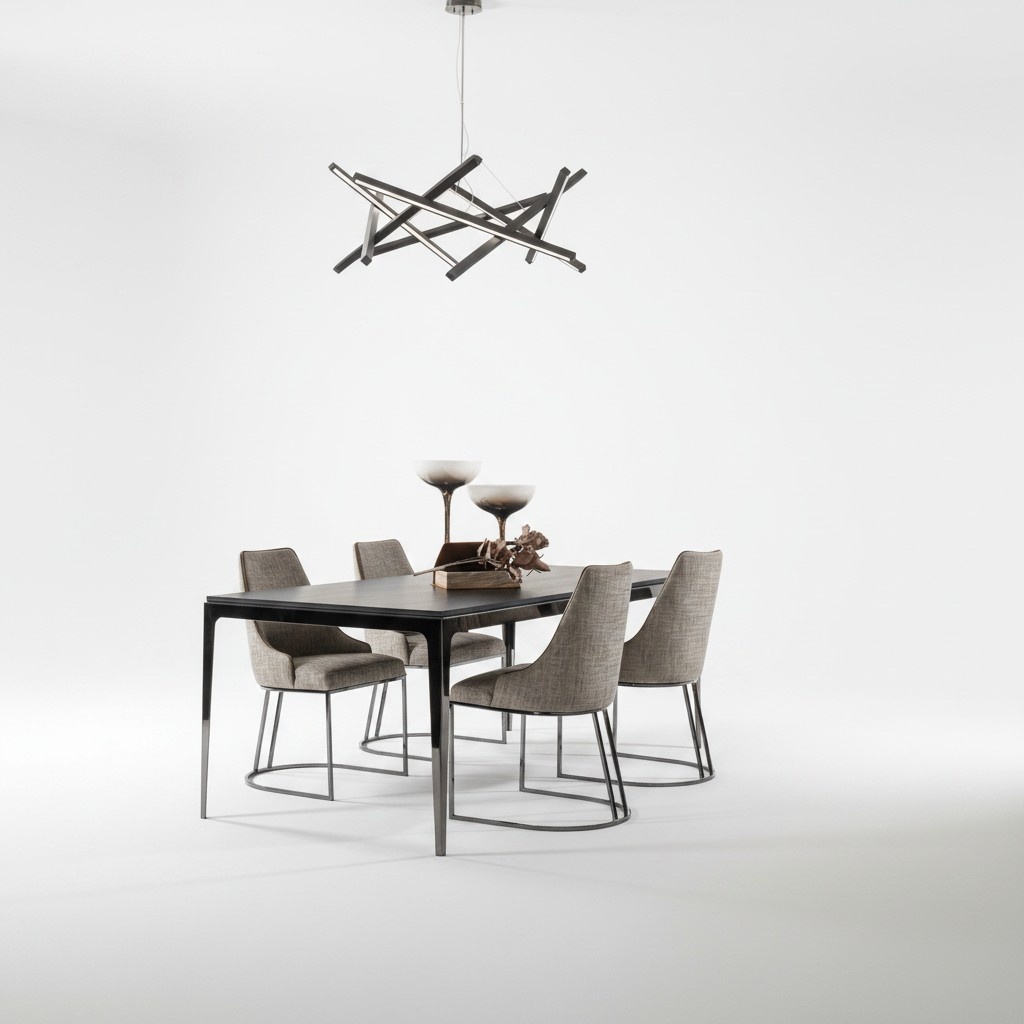 Elegantes schwarzes Esszimmer Set aus Holz mit modernen StÃ¼hlen