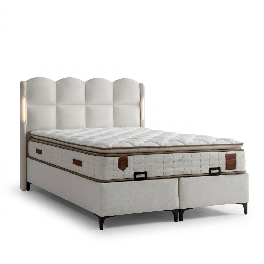 Elegantes weiÃes Bett mit Matratze in modernem Design