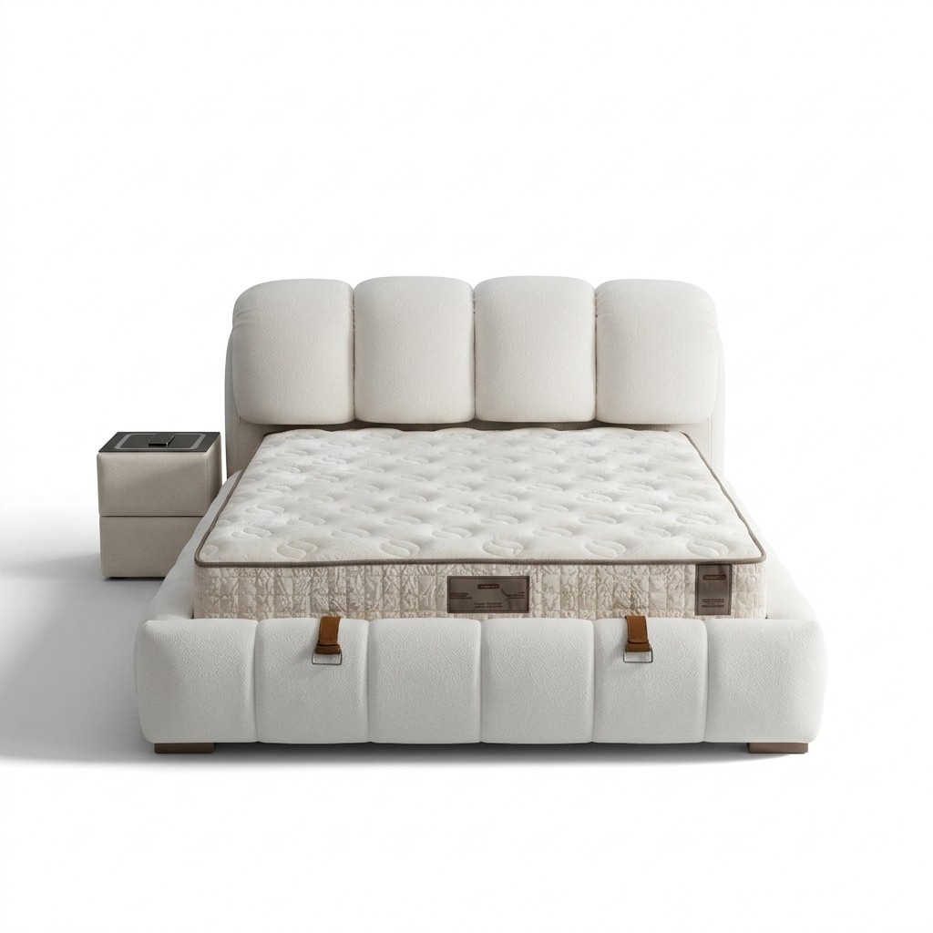 Elegantes weiÃes Bett mit Matratze in modernem Design