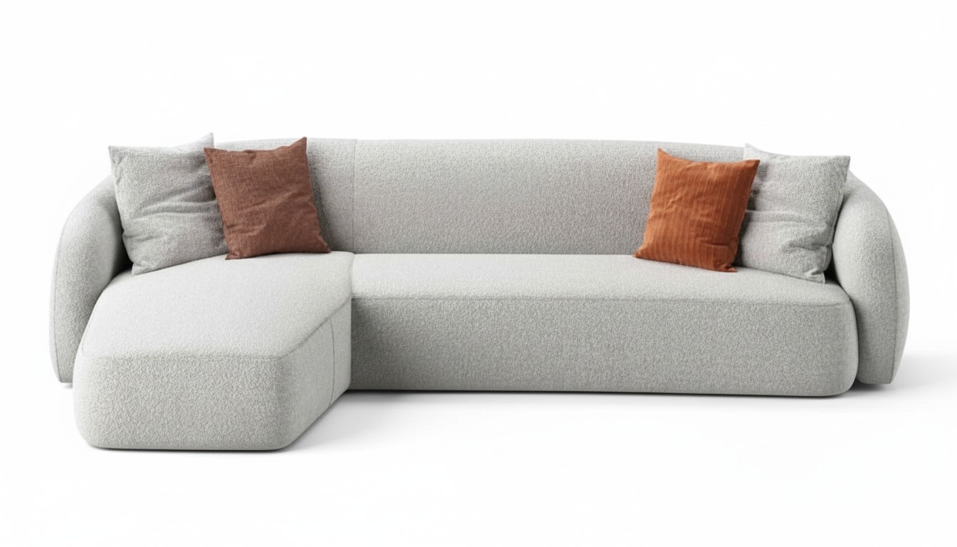 Elegantes WeiÃes Stoff-Ecksofa in L-Form Modernes WohnzimmermÃ¶bel