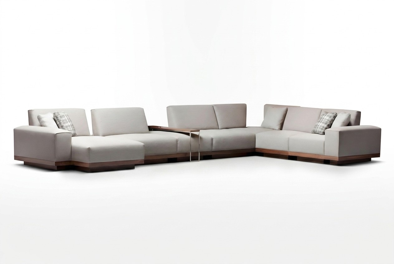Elegantes weiÃes Stoff-Ecksofa im modernen Design