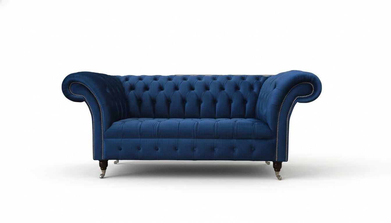 Englische Chesterfield BÃ¼ro SitzmÃ¶bel Einrichtung Sofa Couch 2 Sitz Royalblau