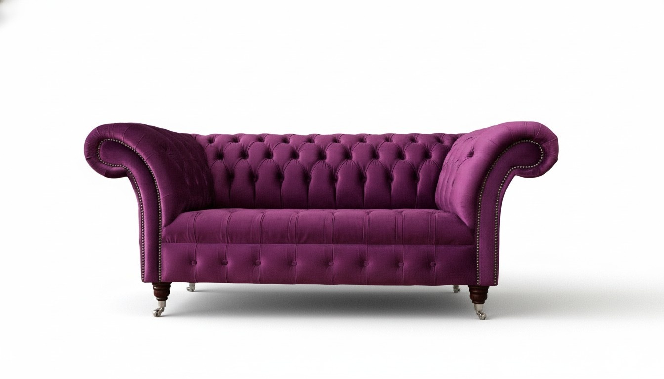 Englische Chesterfield BÃ¼ro SitzmÃ¶bel Einrichtung Sofa Couch 2 Sitz Violett