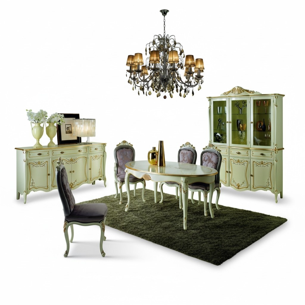 Esstisch 5 StÃ¼hle Komplettes Esszimmer Garnitur 6tlg Holz Italienische MÃ¶bel Neu