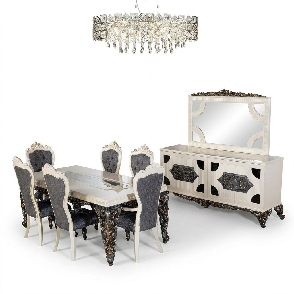 Esstisch Essgruppe Klassischer Tisch Esszimmer Set 7tlg Set Stuhl 6x StÃ¼hle neu