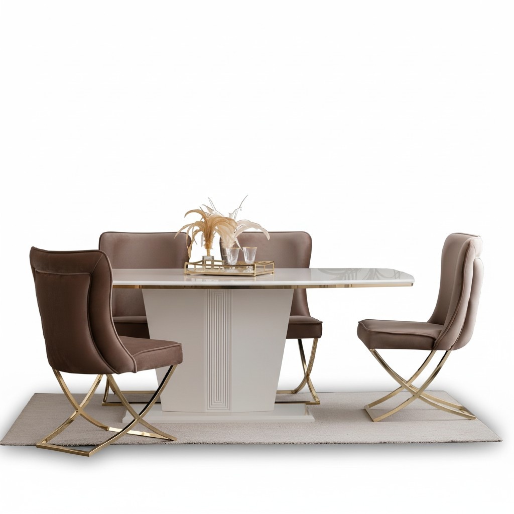 Esstisch Garnitur Gruppe Esszimmer Tisch + 4 Stuhl Set Designer MÃ¶bel