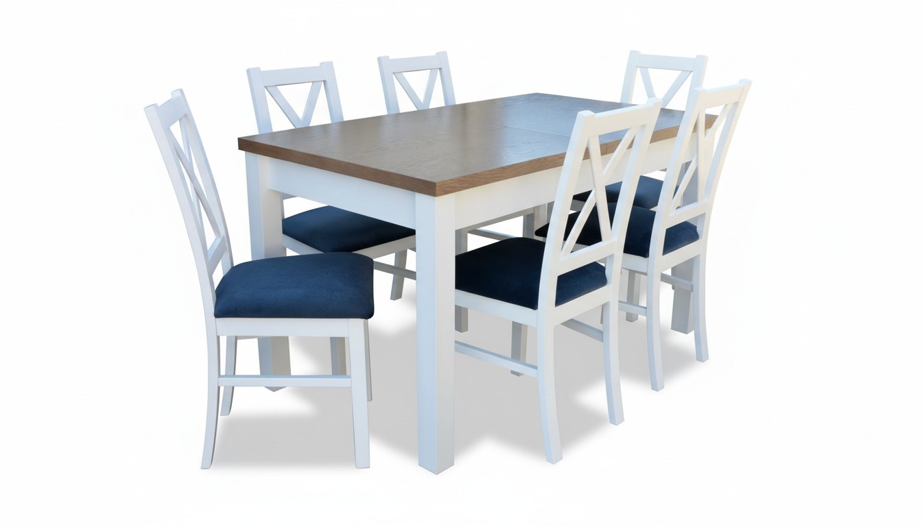 Esstisch Garnitur Tisch 6xStÃ¼hle Stuhl Esszimmer Garnitur Tisch Holz Textil 7tlg