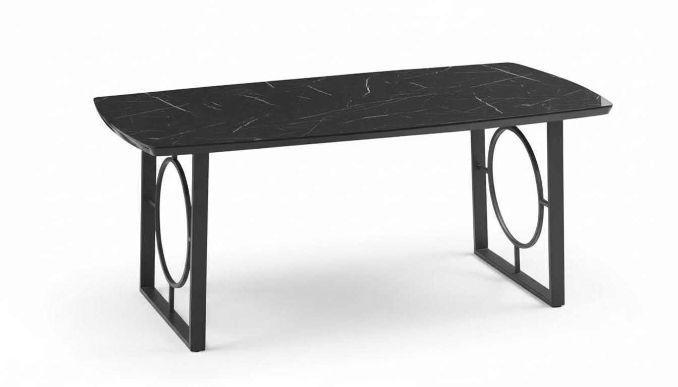 Esstisch Schwarz rechteckige Holztischplatte moderne MÃ¶bel Luxustisch