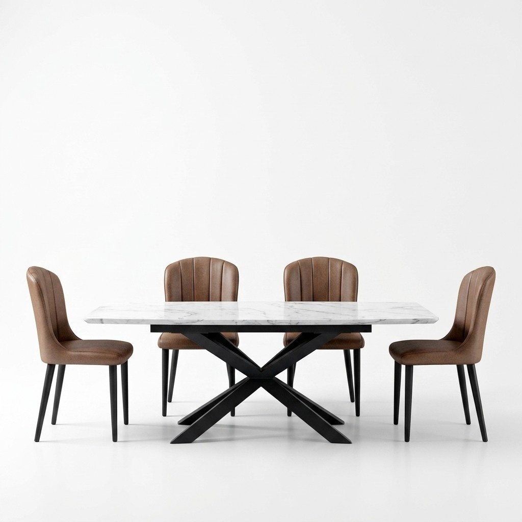 Esszimmer Design MÃ¶bel Stuhlgruppe Tisch + 4 Lehn StÃ¼hle 5 tlg. Set