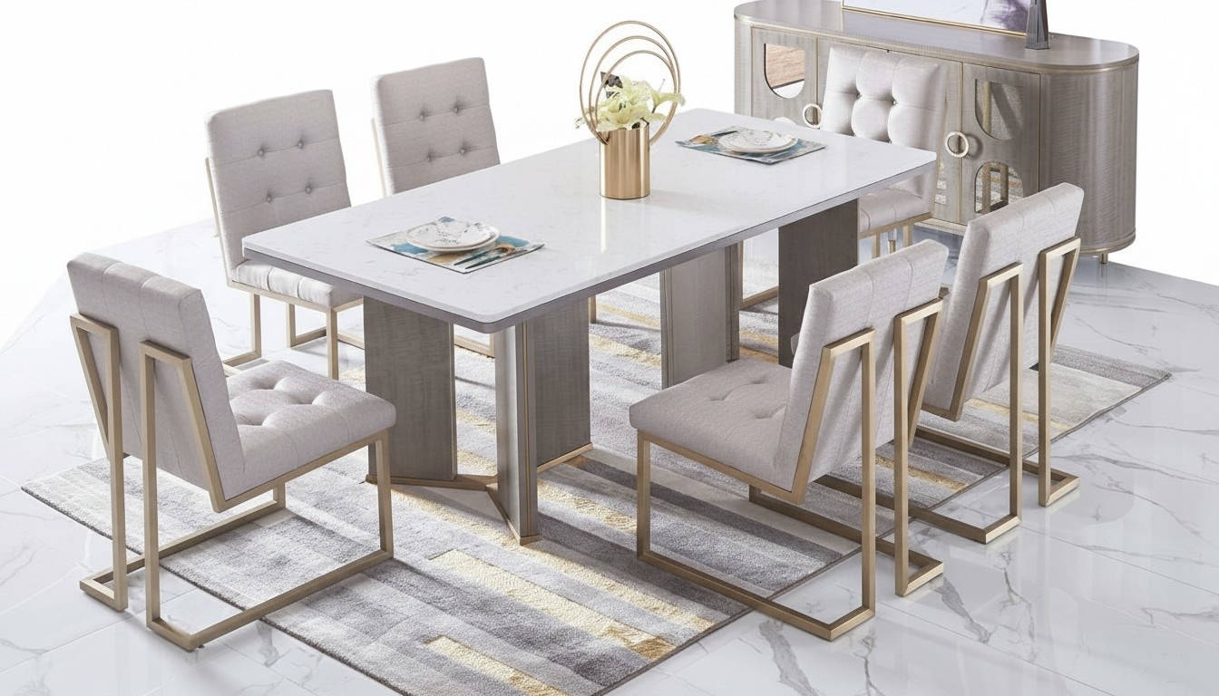 Esszimmer Design MÃ¶bel Stuhlgruppe Tisch 6 Lehn StÃ¼hle Set Garnitur Neu