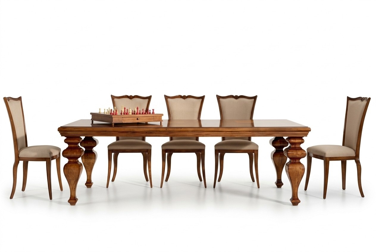 Esszimmer Garnitur Set Klassische Tisch 6x StÃ¼hle 7tlg Luxus Komplett