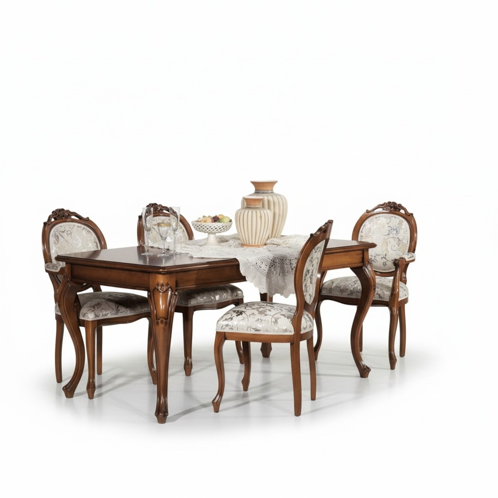 Esszimmer MÃ¶bel Esstisch Massivholz 4x StÃ¼hle mit Armlehnen MÃ¶bel