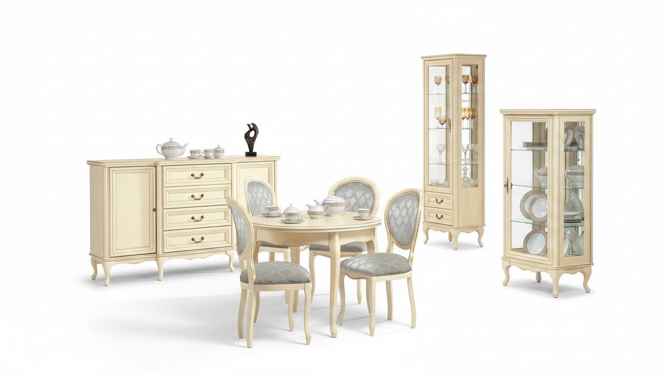 Esszimmer Set Anrichte Klassisches 2x Vitrine Stilvoller LuxuriÃ¶ses Essgruppe