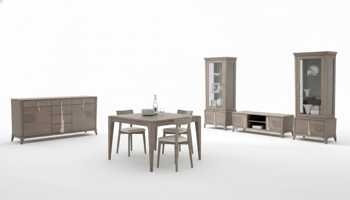 Esszimmer Set Esstisch 4x Stühle Sideboard TV Staender 9 tlg Luxuriöse