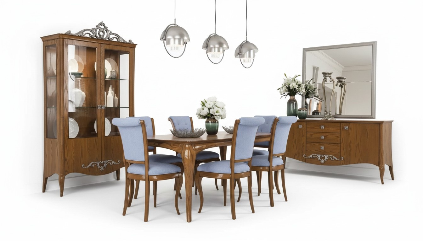 Esszimmer Set Garnitur Tisch 6x StÃ¼hle Design Sideboard MÃ¶bel Luxus Neu