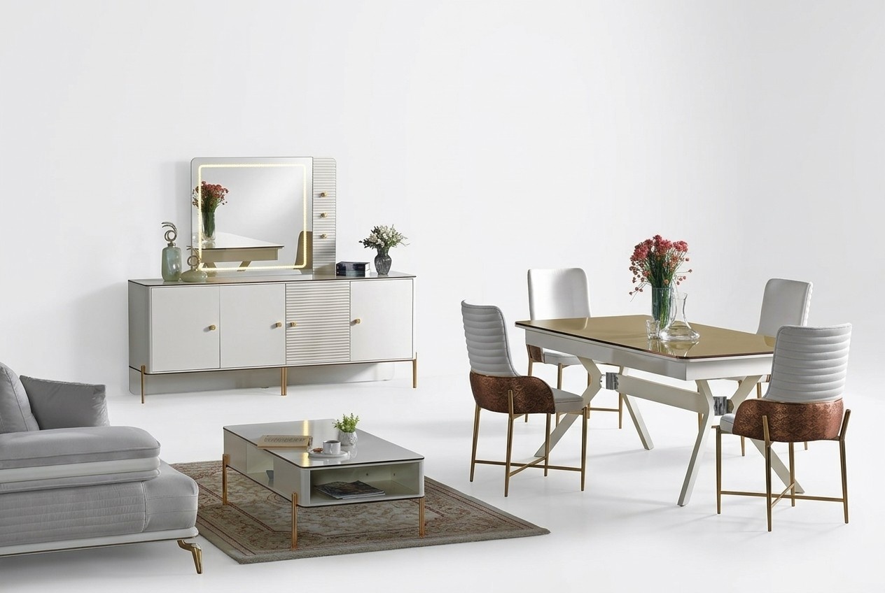 Esszimmer Set Garnitur Tisch 6x StÃ¼hle Design Modern MÃ¶bel Sideboard