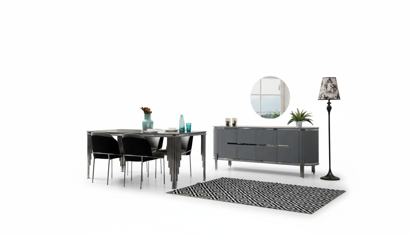 Esszimmer Set Luxus Esstisch Stuhl Gruppe Garnitur Holz Tisch Kommode Set 6tlg.