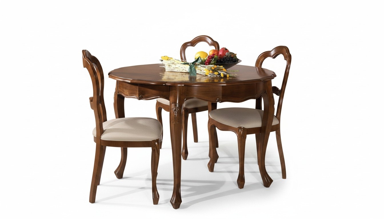 Esszimmer Set Stuhl Esstisch Garnitur rund Tische StÃ¼hle 4tlg Holztisch Echtholz