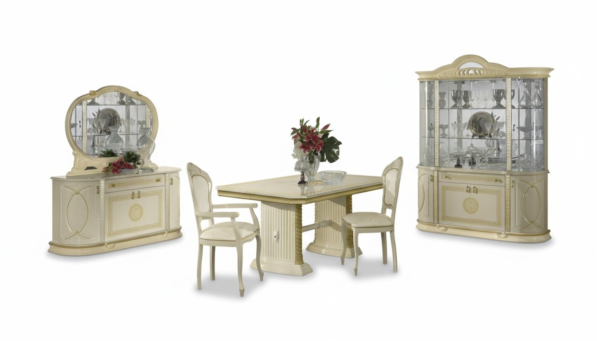 Esszimmer Set Vitrine Esstisch Garnitur Tisch Gruppe 4tlg. Set Komplett