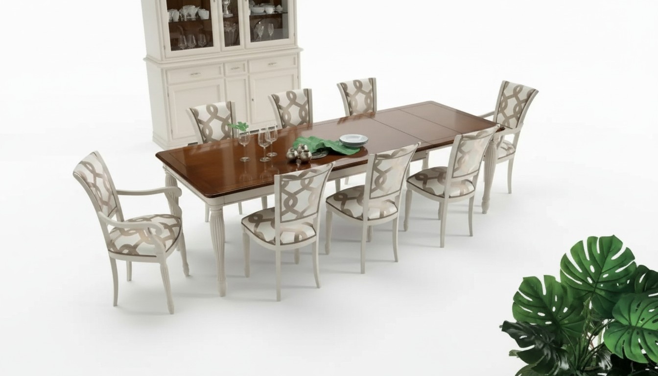 Esszimmergarnitur Tisch 8x StÃ¼hle Tischgarnitur Gruppe Set Italien Holz